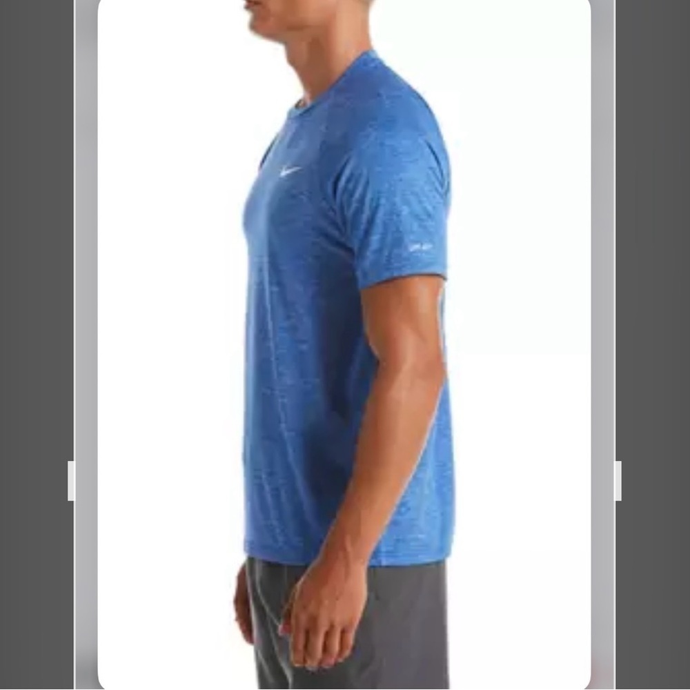 Nike Heather Short Sleeve Hydroguard Swim T-Shirt in GAME ROYAL Size M - Picture 3 of 9